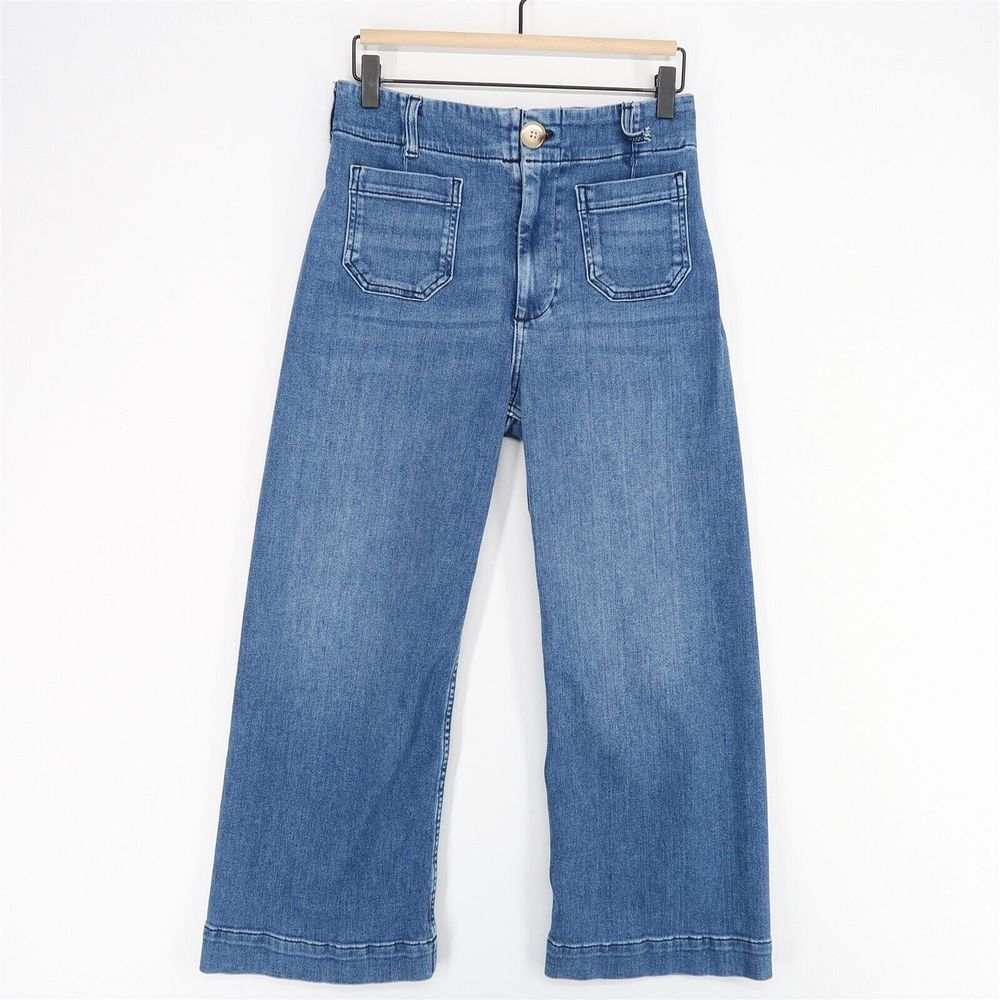 Maeve Anthropologie Colette Sailor Jean Women 27 Blue Cropped Wide Leg FLAW*